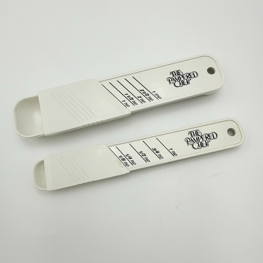 The Pampered Chef Vintage Adjustable Sliding Measuring Spoon Set of 2 Tsp & Tbl